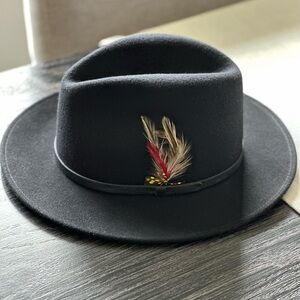 Tiger Pride Men’s Vintage 100% Wool Black Gambler Style Fedora